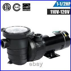 115V 1 1/2HP In/Aboveground Swimming Pool Pump Motor 88GPM 46FT Hmax 1.5in NPT