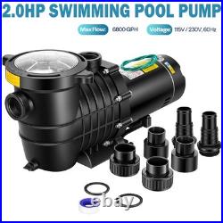 115V/230V 2.0HP Swimming Pool Pump 6800GPH with Self-Priming Motor In/Above Ground