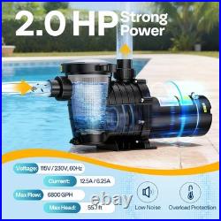 115V/230V 2.0HP Swimming Pool Pump 6800GPH with Self-Priming Motor In/Above Ground