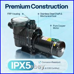 115V/230V 2.0HP Swimming Pool Pump 6800GPH with Self-Priming Motor In/Above Ground