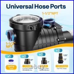 115V/230V 2.0HP Swimming Pool Pump 6800GPH with Self-Priming Motor In/Above Ground