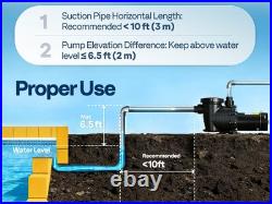 115V/230V 2.0HP Swimming Pool Pump 6800GPH with Self-Priming Motor In/Above Ground