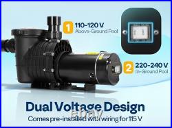 115V/230V 2.0HP Swimming Pool Pump 6800GPH with Self-Priming Motor In/Above Ground