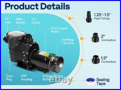 115V/230V 2.0HP Swimming Pool Pump 6800GPH with Self-Priming Motor In/Above Ground