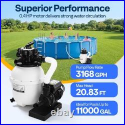 12'' Sand Filter Pump 3168GPH 0.4HP Above Ground Pool Filter System 6-Way Timer