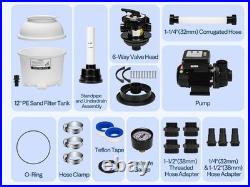 12'' Sand Filter Pump 3168GPH 0.4HP Above Ground Pool Filter System 6-Way Timer