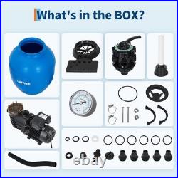 13 Sand Filter Pump System 3/4HP 3435 GPH for Above Ground Pools 7-Ways Valve