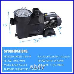 1.5HP Swimming Pool Electric Pump SPA DC 5040 GPH 1-1/2 NPT Water Above Ground