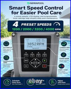 1.8HP High-Flo Variable Speed Swimming Pool Pump Inground 230V 1.5 / 2 Fitting