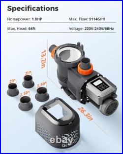 1.8HP Variable Speed Swimming Pool Pump