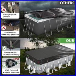 2025 Upgraded Ultimate Windproof 16X32 Ft Rectangular Pool Cover with Fast Tig