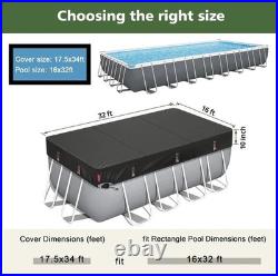2025 Upgraded Ultimate Windproof 16X32 Ft Rectangular Pool Cover with Fast Tig