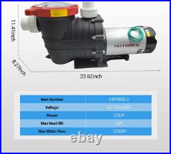 2.0 HP Pool Pump, 8000 GPH above Ground, 115V/230V Dual Voltage, Swimming with S 2.0 HP Pool Pump, 8000 GPH above Ground, 115V/230V Dual Voltage, Swimming with S