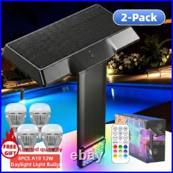 2-Pack Solar Pool Lights Inground & Above Ground RGB Waterproof WithRemote SANSI
