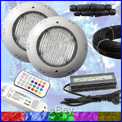 2 x Swimming Pool Spa LED Lights RGB +Controller +Power Supply + 10m Cable NEW