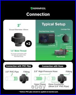 30000 BTU Pool Heater & Chiller Full Inverter Heat Pump In/Above Ground, 8K Gal