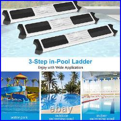 3-Step Stainless Steel Inground Swimming Pool Stairs with Non-Slip Footstep