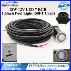 50 FT 18W 12V LED RGB 1.5 Pool Light For Pentair GloBrite Pentair IntelliTouch