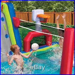 Banzai Inflatable Aqua Sports Splash Kiddie Pool and Slide Backyard Water Park