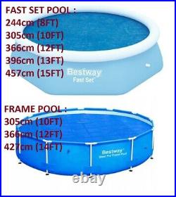 Bestway Solar Cover 8ft 10ft 12ft 13ft 14ft Swimming Pool Inflatable Round Sheet