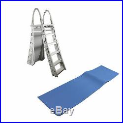 Confer Heavy-Duty A-Frame Above Ground Pool Ladder And Protective Ladder Mat