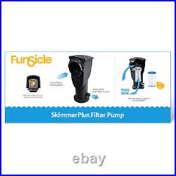 Funsicle 1500 Gallon SkimmerPlus Filter Pump System for Above Ground Pool, Black