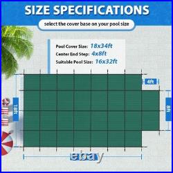 ICOVER Inground Pool Safety Cover with 4x8ft Center End Step, High Strength, Green