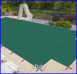 ICOVER Inground Pool Safety Cover with 4x8ft Center End Step, High Strength, Green