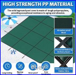 ICOVER Inground Pool Safety Cover with 4x8ft Center End Step, High Strength, Green