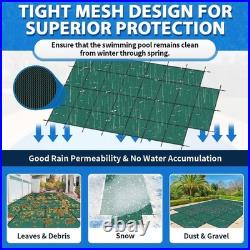 ICOVER Inground Pool Safety Cover with 4x8ft Center End Step, High Strength, Green