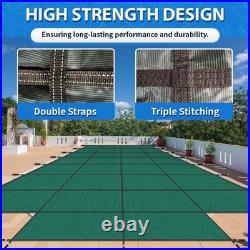 ICOVER Inground Pool Safety Cover with 4x8ft Center End Step, High Strength, Green