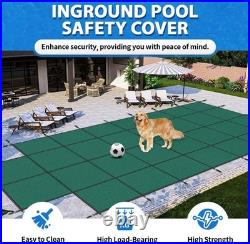 ICOVER Inground Pool Safety Cover with 4x8ft Center End Step, High Strength, Green