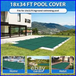 ICOVER Inground Pool Safety Cover with 4x8ft Center End Step, High Strength, Green