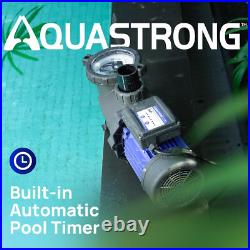 In/Above Ground Pool Pump, 3 HP with Timer, 115V 9417GPH Filter Basket Self 2183