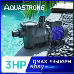 In/Above Ground Pool Pump, 3 HP with Timer, 115V 9417GPH Filter Basket Self 2183