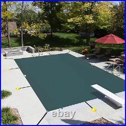 Inground Pool Cover Rectangle Green Winter Mesh Pool Cover Home Swimming Pool PP