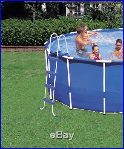 Intex 15 x 4 Foot Metal Frame Above Ground Pool Set with Pump, Cover, & Ladder