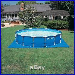 Intex 15 x 4 Foot Metal Frame Above Ground Pool Set with Pump, Cover, & Ladder