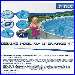 Intex Deluxe Swimming Pool Cleaning Maintenance Kit Cleaner Vacuum Pole Hose Net