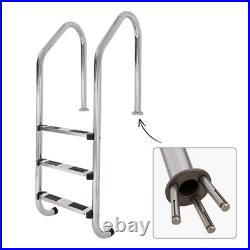 KOJEM Non-Slip 3-Step Stainless Steel Swimming Pool Ladder For In-Ground Pools
