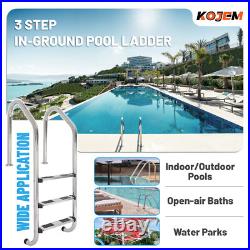 KOJEM Non-Slip 3-Step Stainless Steel Swimming Pool Ladder For In-Ground Pools