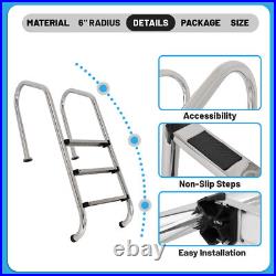 KOJEM Non-Slip 3-Step Stainless Steel Swimming Pool Ladder For In-Ground Pools