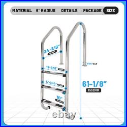 KOJEM Non-Slip 3-Step Stainless Steel Swimming Pool Ladder For In-Ground Pools