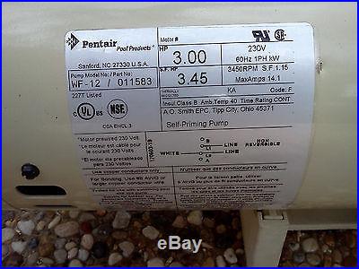 Pentair WF-12 WhisperFlo Full Rated 3HP Pool Pump, 011583? NO RESERVE