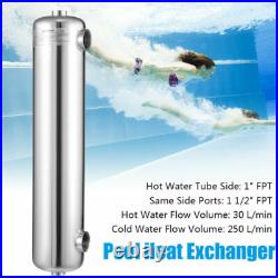Pool Heat Exchanger Tube 200K Same Side 1+ 1 1/2FPT Stainless 200k Btu/hour Pool Heat Exchanger Tube 200K Same Side 1+ 1 1/2FPT Stainless 200k Btu/hour