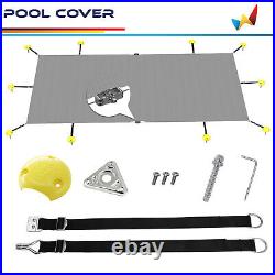 Rectangle Winter Pool Cover Gray Heavy Duty Safety for Inground Swimming Pool