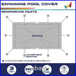 Rectangle Winter Pool Cover Gray Heavy Duty Safety for Inground Swimming Pool