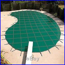 Rectangular Mesh 16' x 32' with Center Steps Inground Swimming Pool Safety Cover