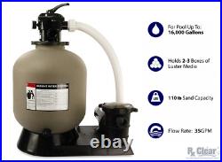 Rx Clear Radiant 16 Aboveground Swimming Pool Sand Filter System with. 75 HP Pump
