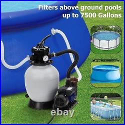 Sand Filter Above Ground with 1/2HP Pool Pump 2641GPH Flow 12 6-Way Valve